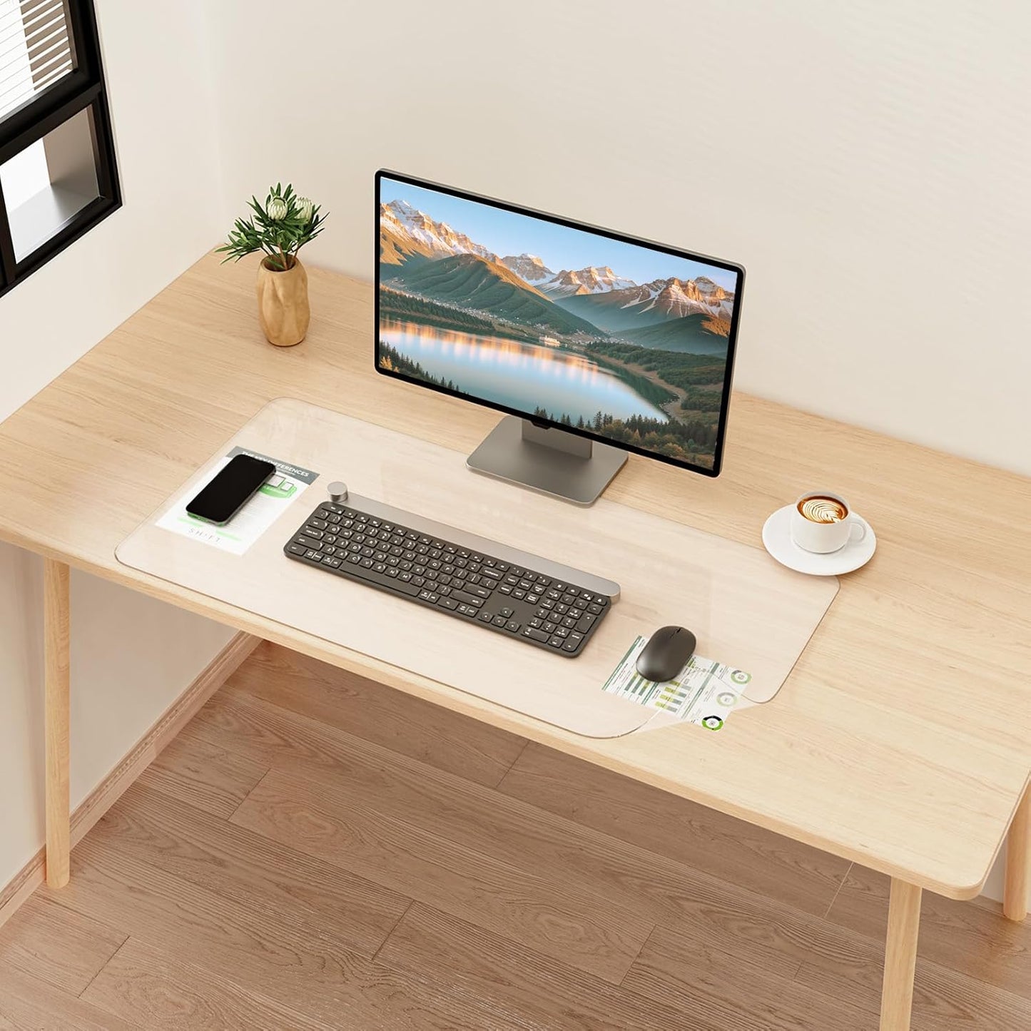 Frosted Transparent Desk Pad, Waterproof & Heat Resistant