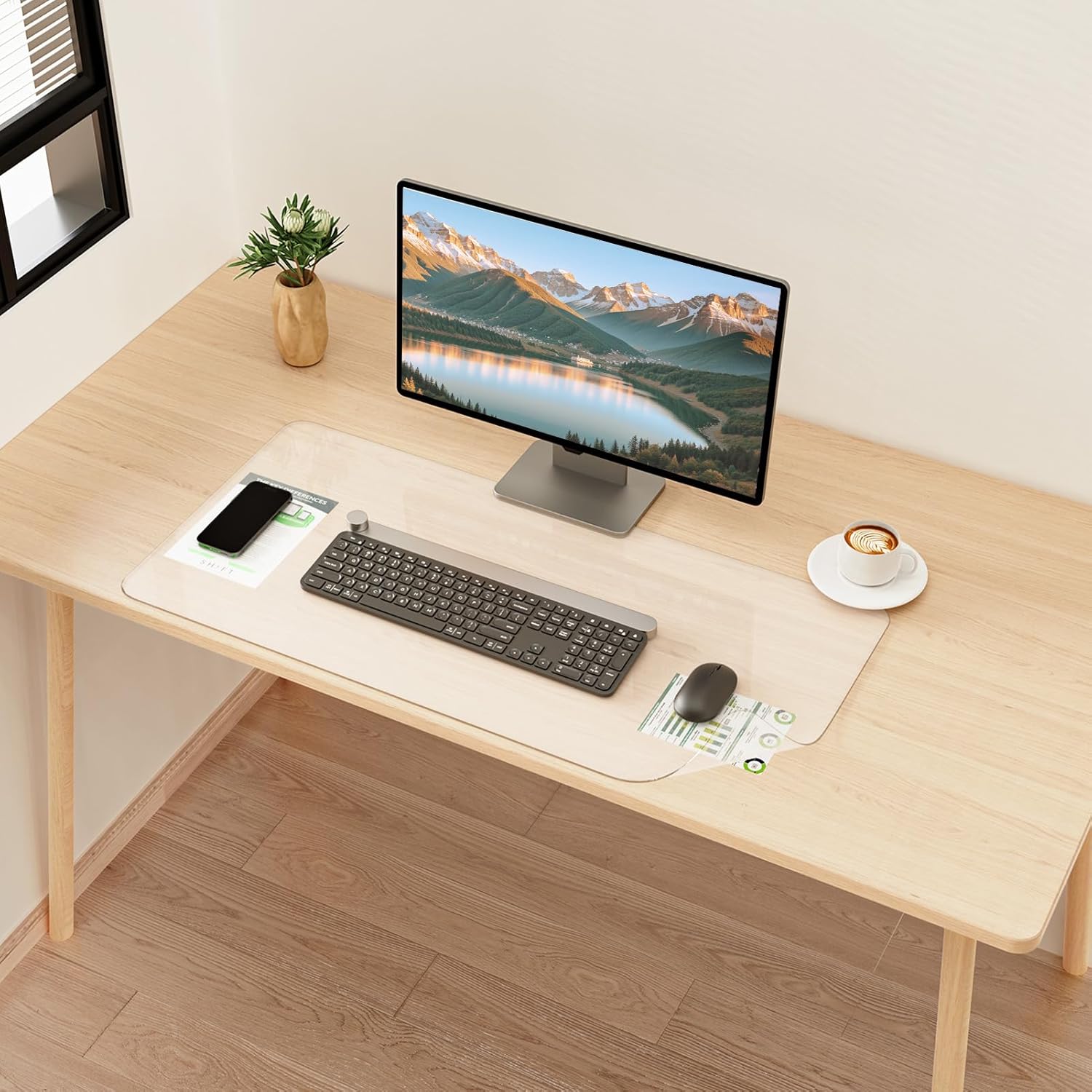 Frosted Transparent Desk Pad, Waterproof & Heat Resistant