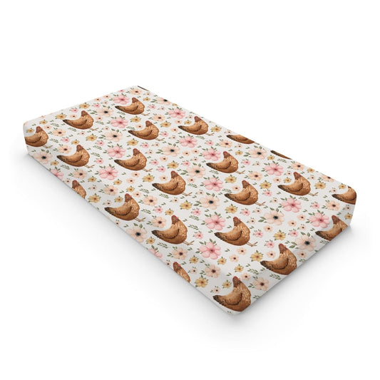 Boho Floral Farm Animals Changing Pad Cover
