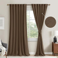 Brown Velvet Curtains 90 in - Soft Tieable Rod Pocket Panels
