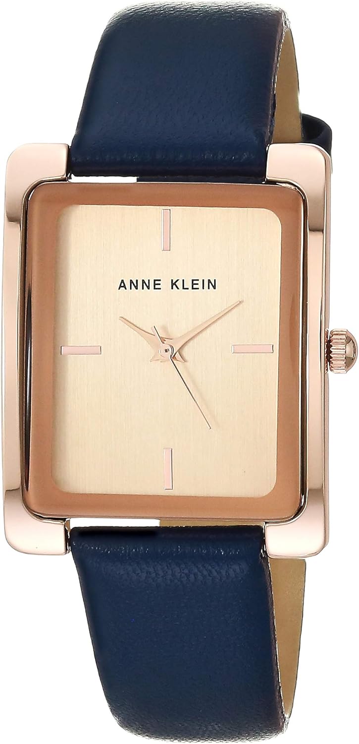 Anne Klein Women's Leather Strap Watch with Rose Gold Dial