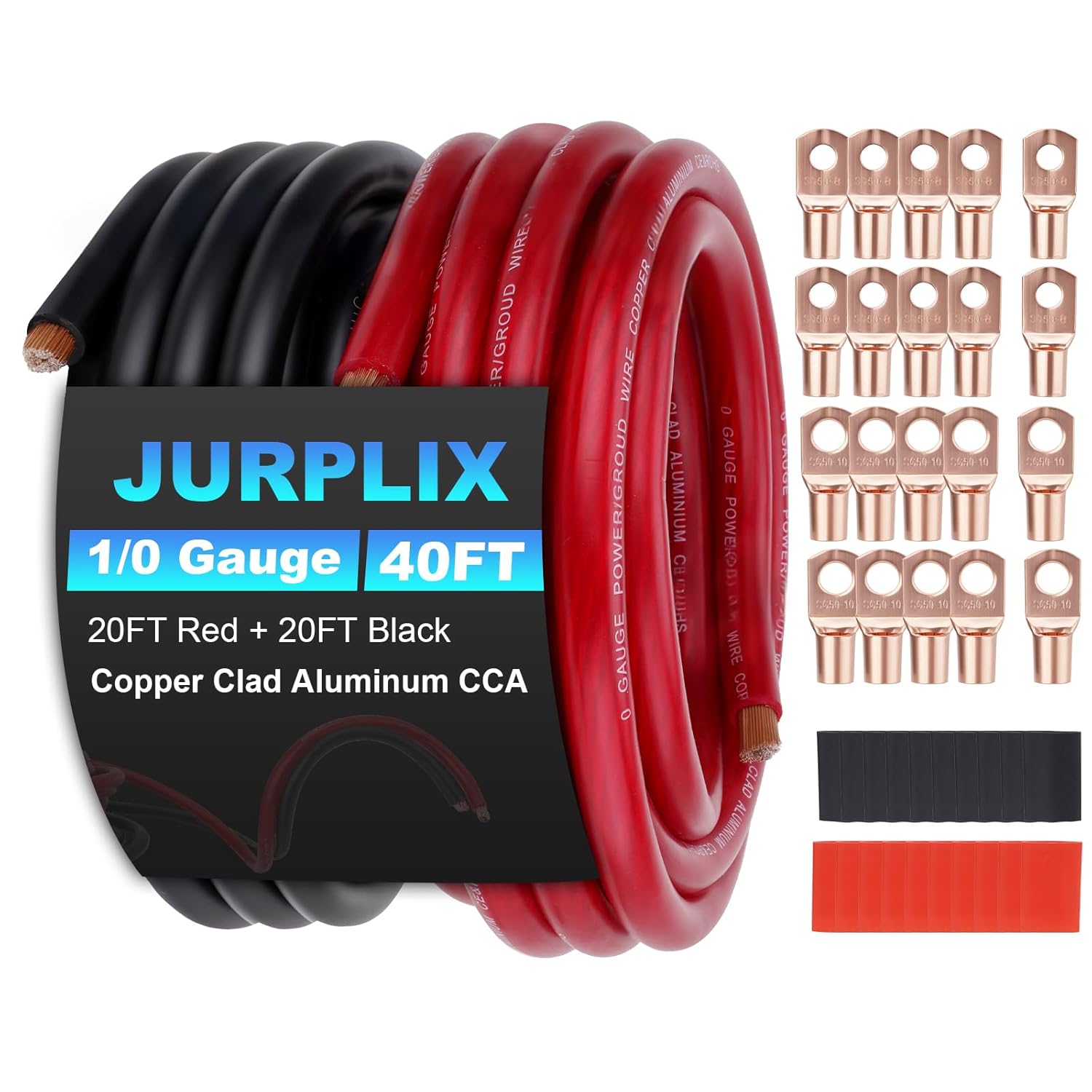 1/0 Gauge Wire Battery Cable Kit for Automotive and Marine Use