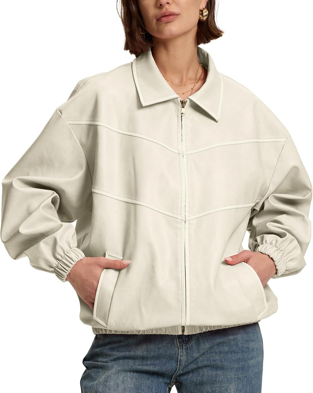 Bakyarder Womens Oversized Y2K Faux Leather Jackets for Fall