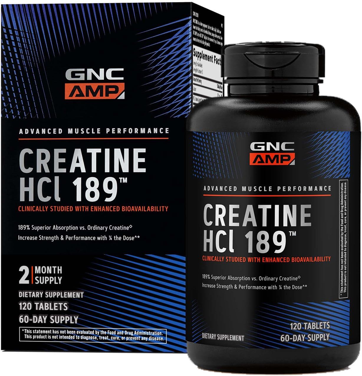 GNC AMP Creatine HCl 189 Pills for Strength and Muscle Gains