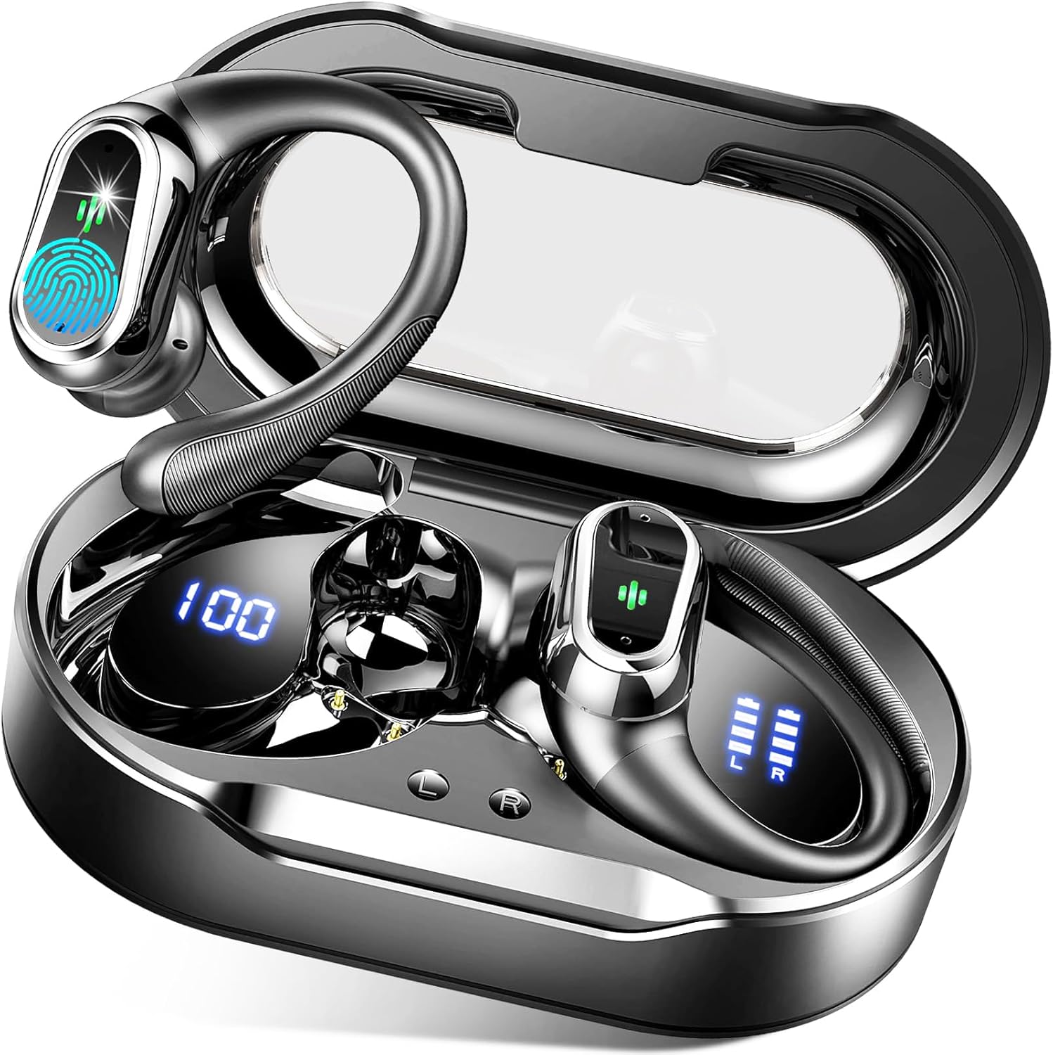 50H Stereo Sport Earbuds, ENC Mic, IP7 Waterproof, LED Display - Rolosar