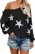 COCOLEGGINGS Scoop Neck Long Sleeve Star Pullover Sweater Tunic - Cozy