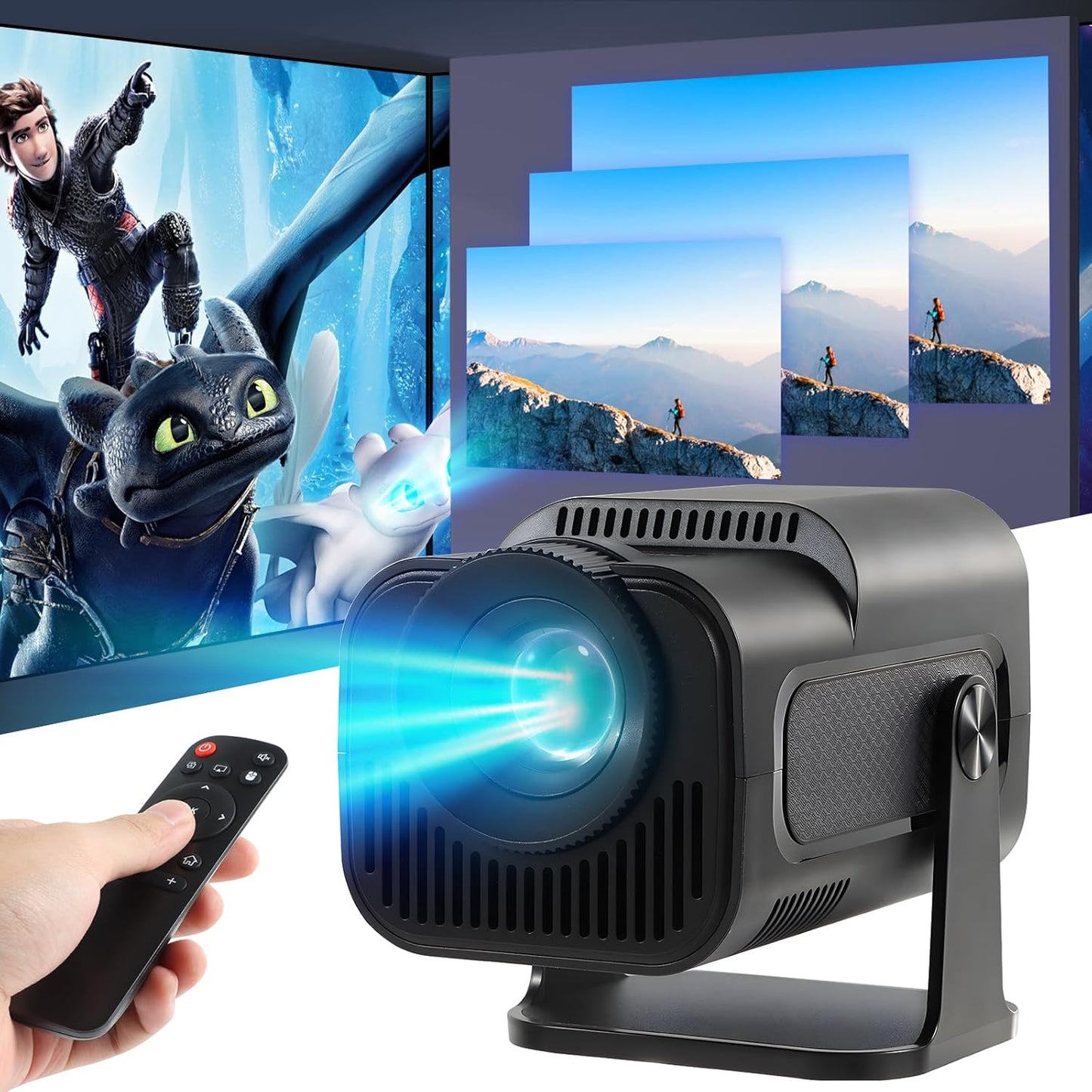 Portable 4K WiFi Projector, Auto Keystone, Android 11.0
