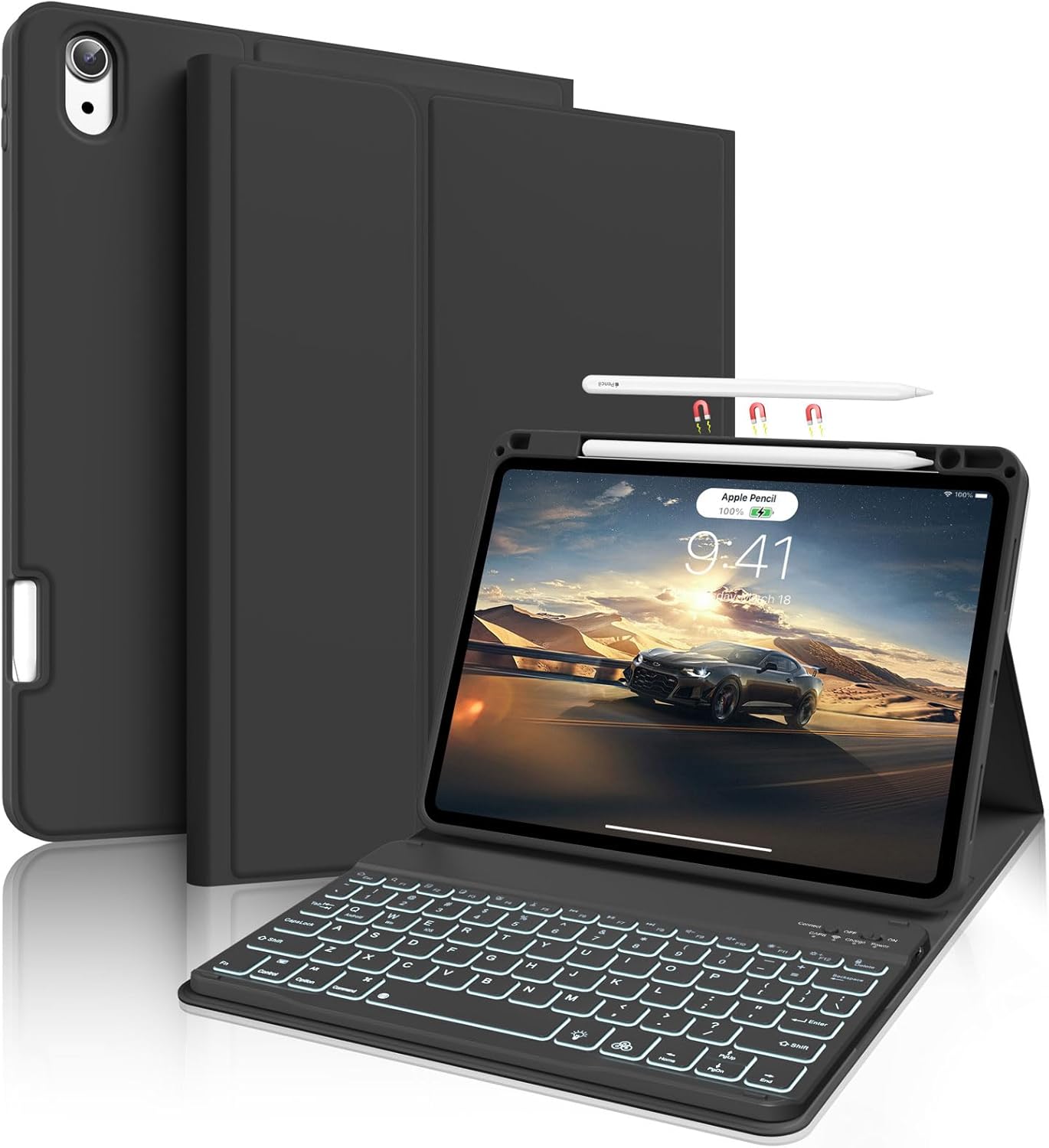 iPad Air 11-inch Case with Backlit Keyboard and Pencil Holder