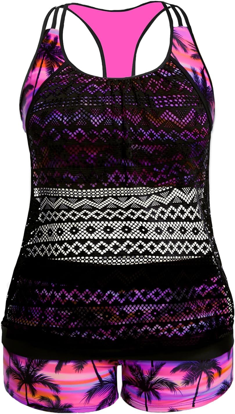 Holipick Plus Size Tankini Swimsuit for Women with Tummy Control