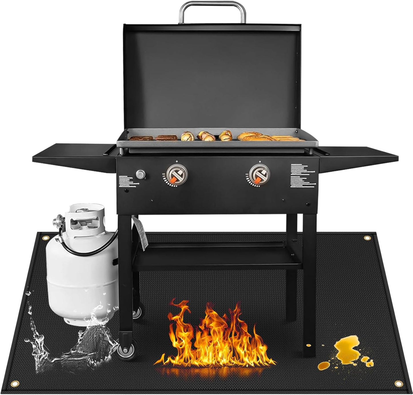 Large Grill Mat for Deck and Patio Protection - 70in x 48in