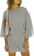 Tankaneo Womens Short Sets 2 Piece Outfits - Cozy Waffle Knit Lounge