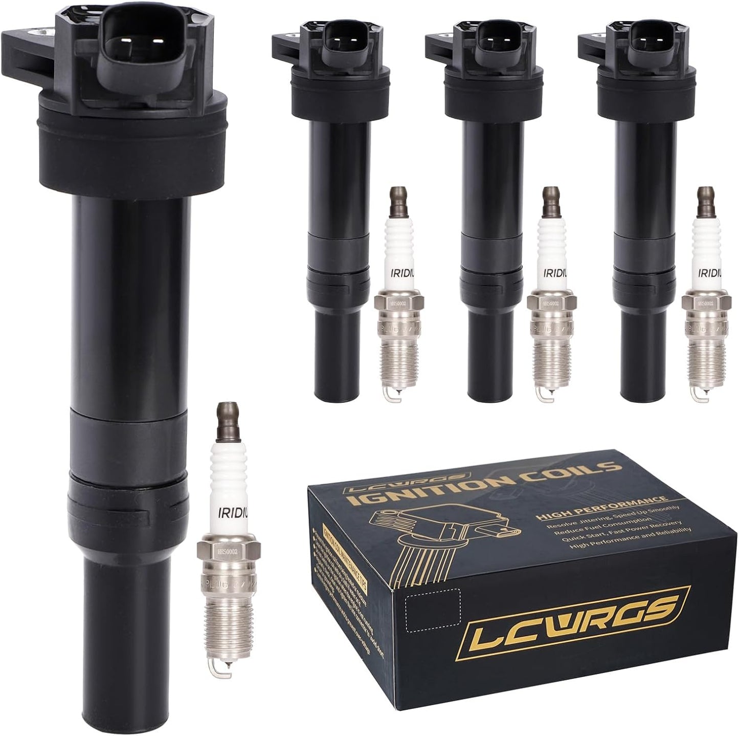 Set of 4 Ignition Coil Pack Spark Plugs for Hyundai Kia Models
