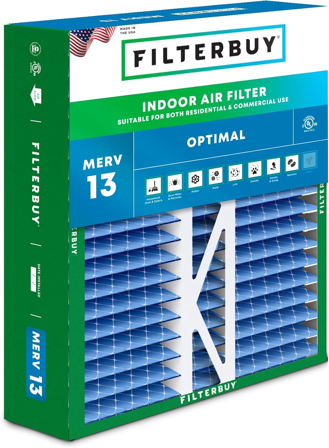 Filterbuy 16x22x5 Air Filter MERV 13 for Optimal Smoke Defense