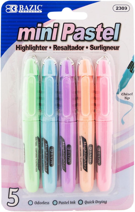 BAZIC Mini Highlighter Pen Pastel Color for Versatile Use