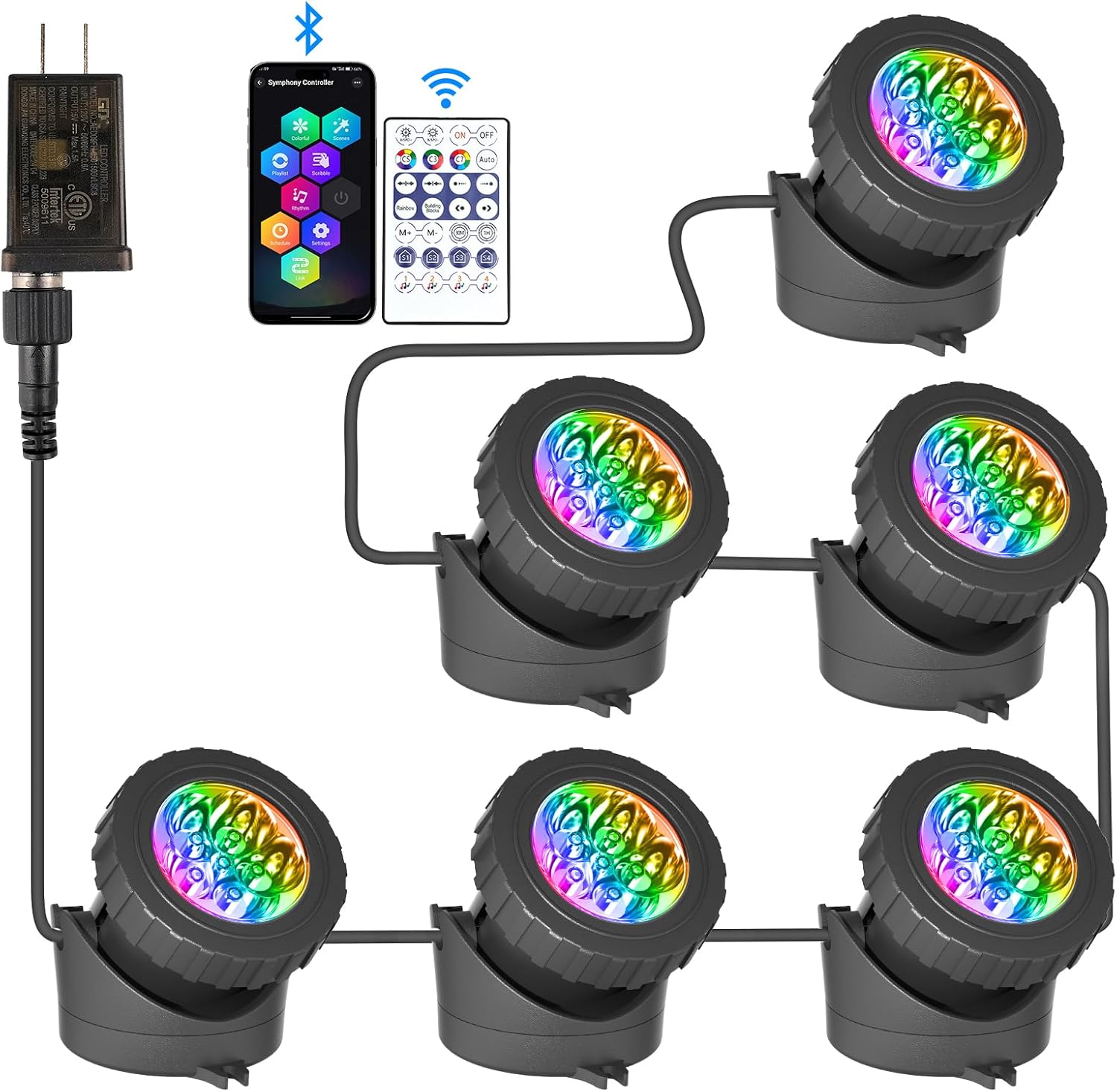T-SUN Color Changing Pond Lights with Bluetooth Control for Pools
