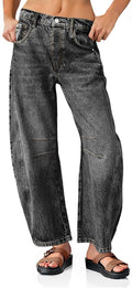 Women's Baggy Boyfriend Barrel Jeans - Vintage Wide Leg Ankle