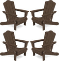 Folding Adirondack Chair Set of 4 - Space-Saving HDPE Outdoor Seats