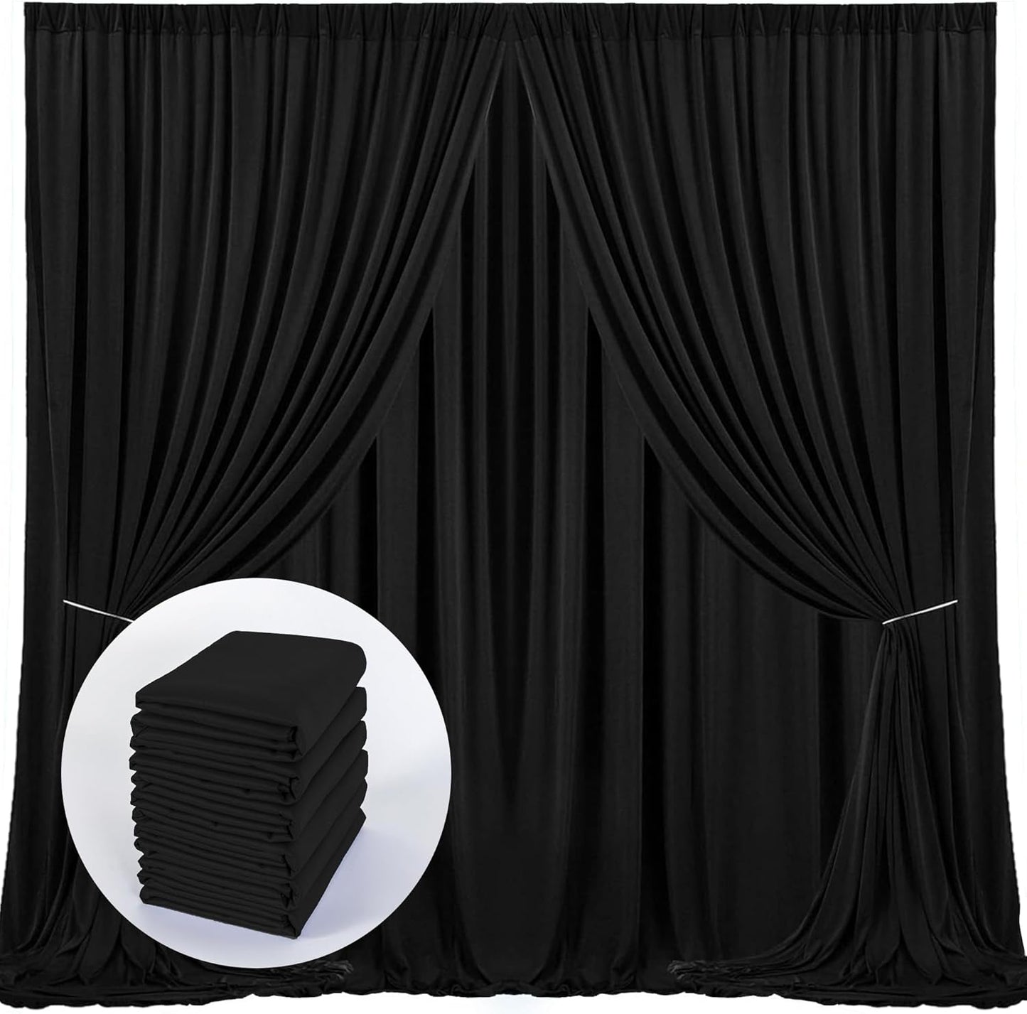 Black Backdrop Curtains for Weddings and Parties - 5ft x 10ft