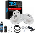 TRQ Rear Brake Pad & Rotor Kit Premium G-Coated Slotted X Drilled