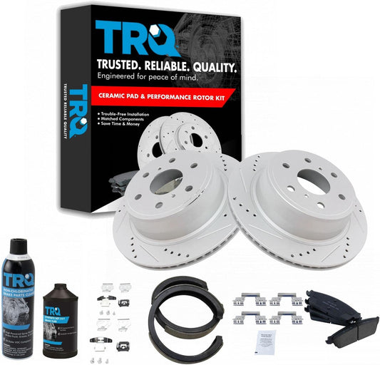 TRQ Rear Brake Pad & Rotor Kit for Cadillac, Chevrolet, GMC