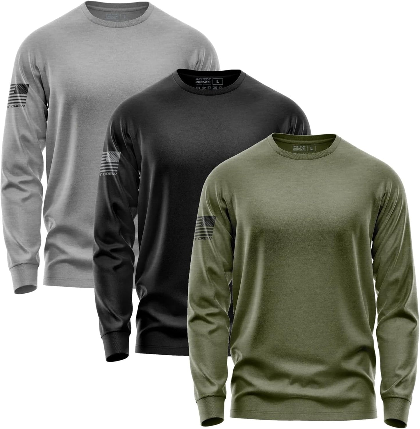 Men's 3 Pack Essentials Long-Sleeve Shirts for American Pride