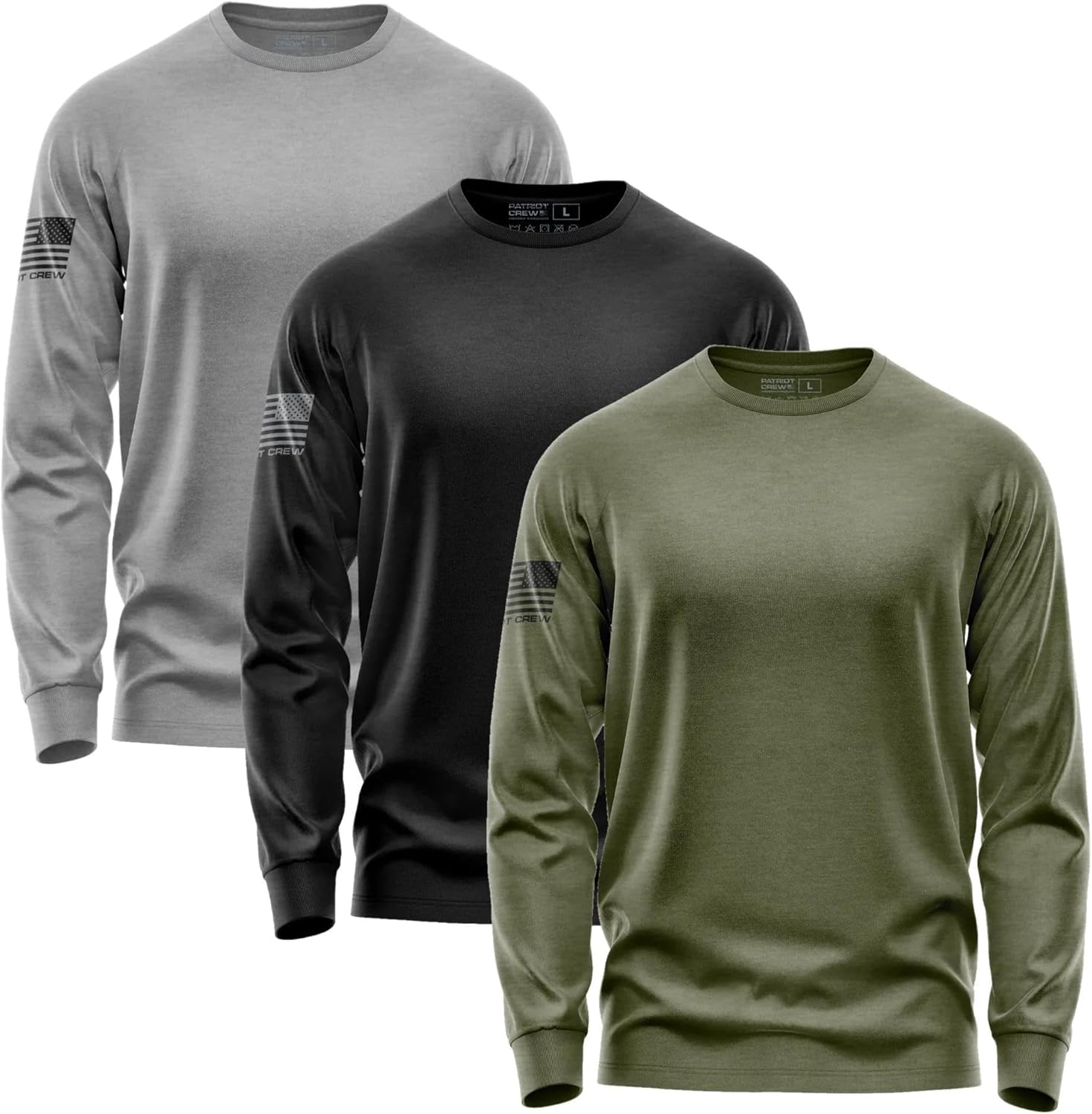Men's 3 Pack Essentials Long-Sleeve Shirts for American Pride