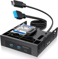 GRAUGEAR 5.25 Inch Internal USB Hub Front Panel - Fast USB-C + Dual