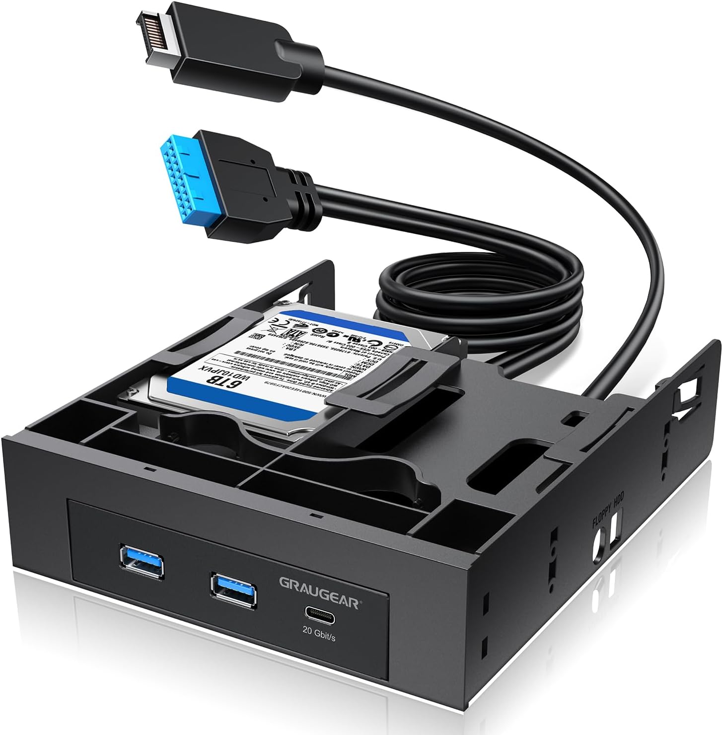 GRAUGEAR 5.25 Inch Internal USB Hub with Dual SSD/HDD Bays