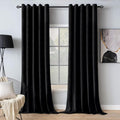 Velvet Curtains Black Grommet Thermal Insulated Room Darkening - Set