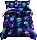 Fantasy Purple Bedding Comforter Set Twin Size - Jellyfish Beach Print
