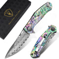 AUBEY Damascus Pocket Knife for Women Men - Sharp 3.23in Damascus