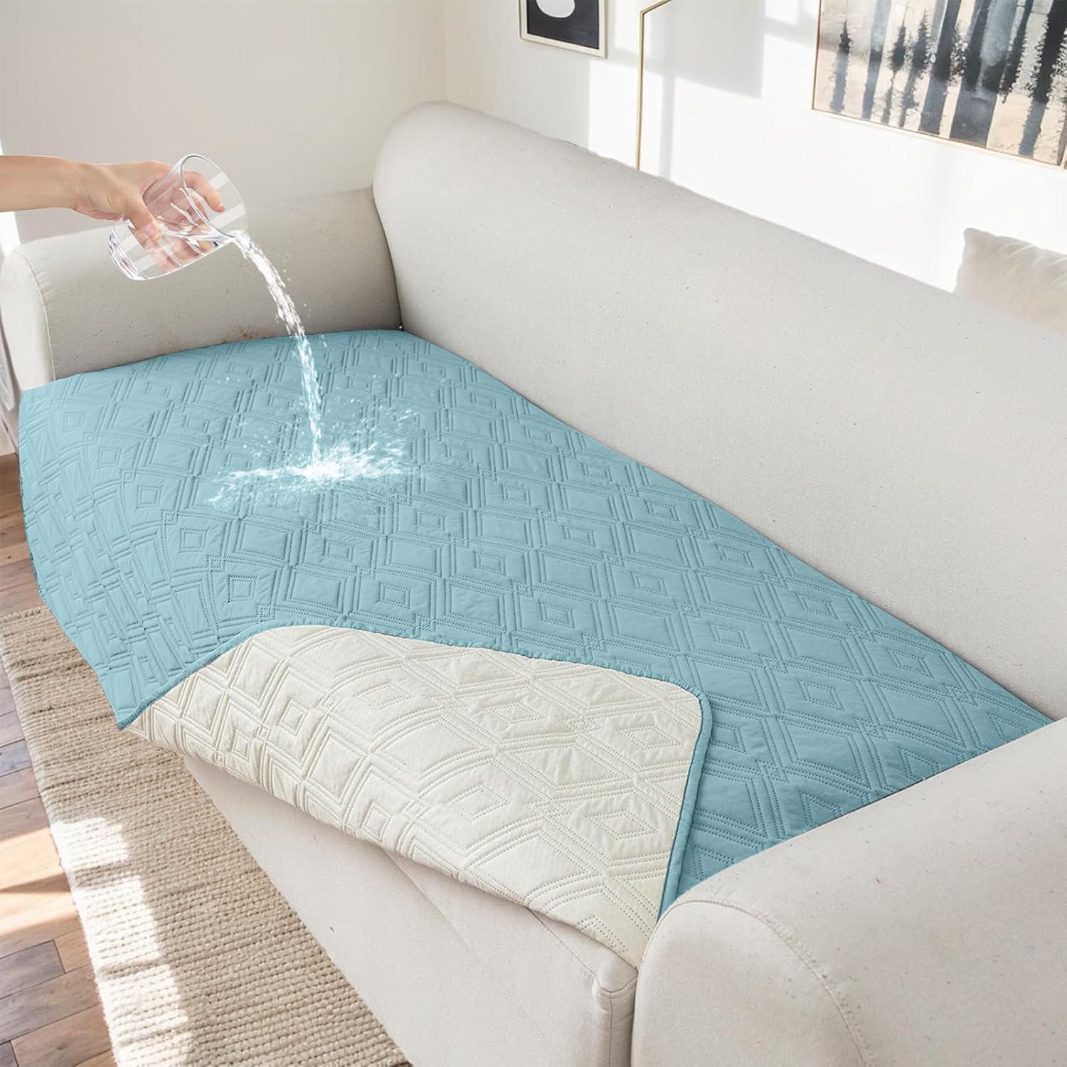 Genina 100% Waterproof Couch Cover for 4 Cushion Furniture