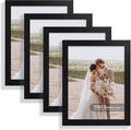 10x13 Picture Frame Set of 4 - Real Glass Black Frames for Wall