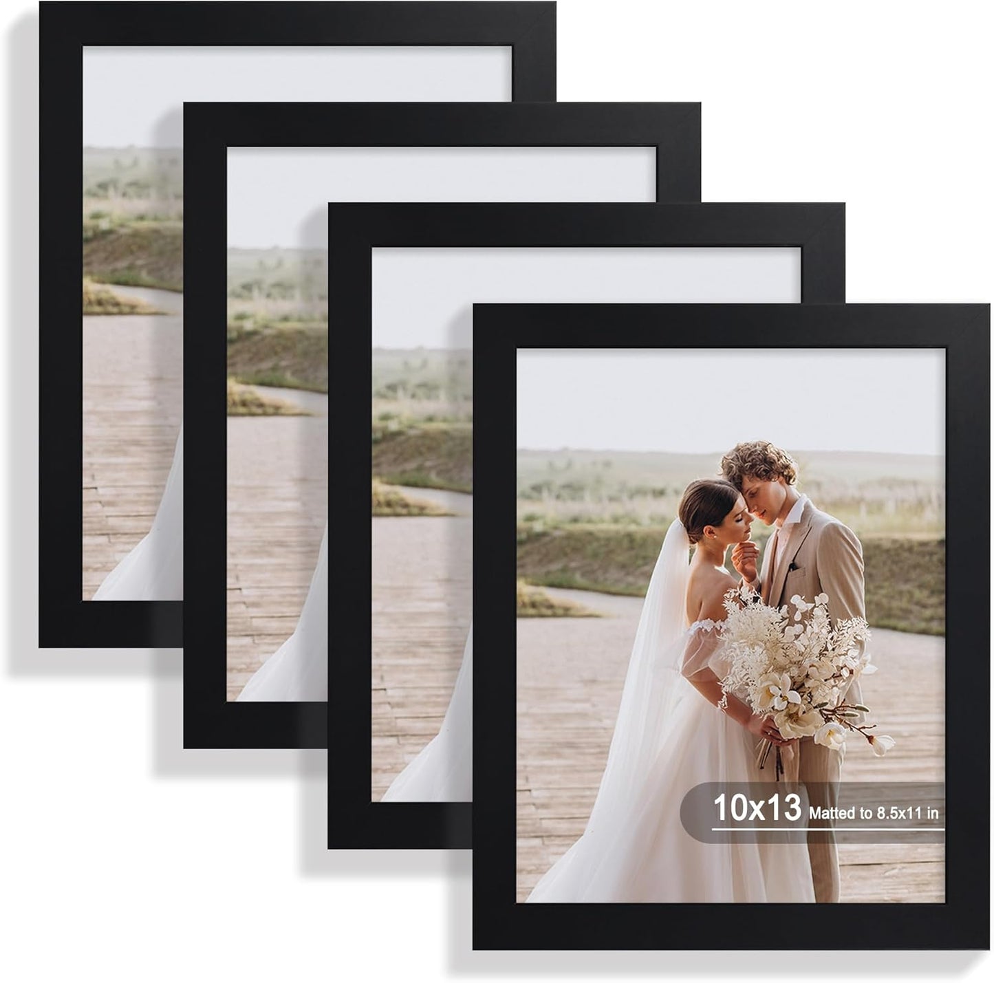 10x13 Picture Frame Set of 4 with Real Glass for Display
