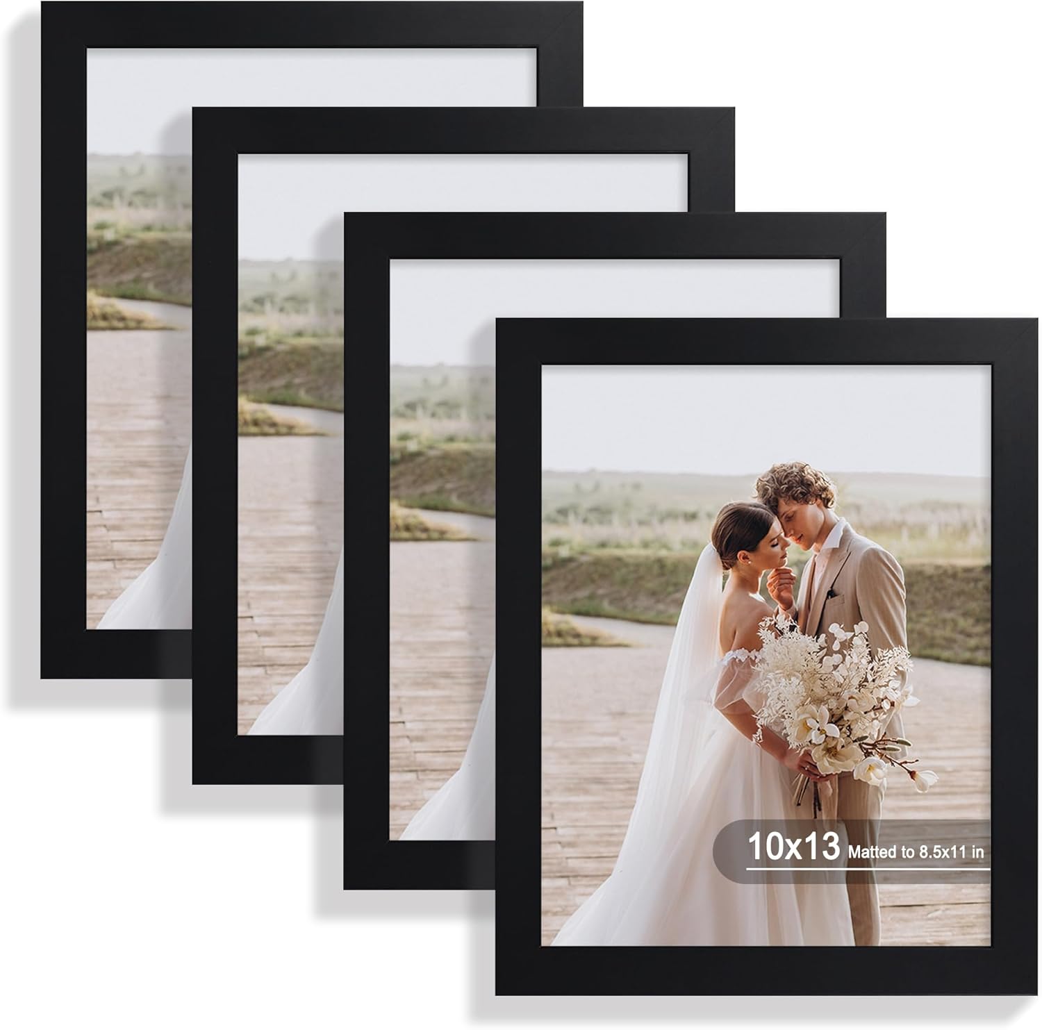 10x13 Picture Frame Set of 4 with Real Glass for Display