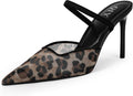 Mesh Heels for Women Pointed Toe Stiletto Mules - Leopard Style