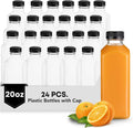 Clear PET Iced Coffee & Juice Bottles 20oz - Reusable Pack of 24
