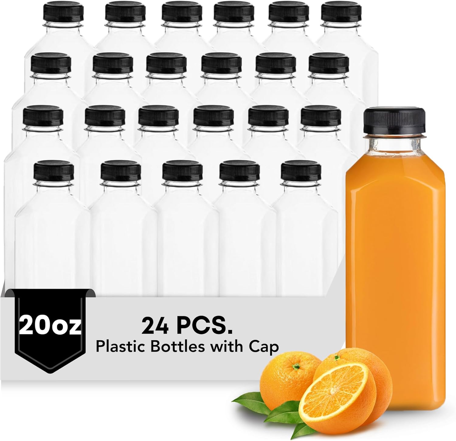 Hammont Plastic Bottles with Caps for Juices and Cold Drinks