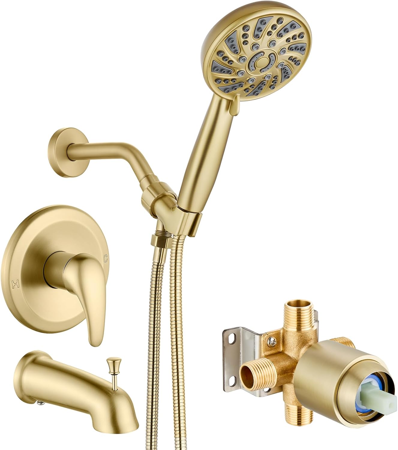 High Pressure Shower Head Kit with 6 Modes and Tub Spout