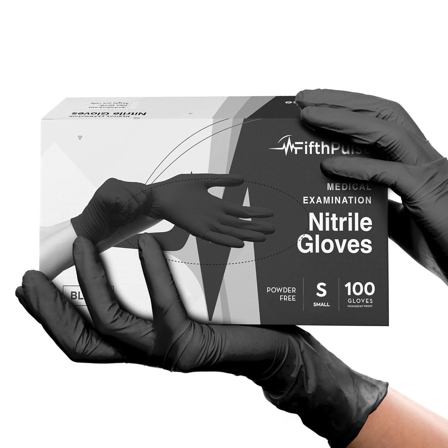 FifthPulse Small Black Nitrile Gloves - 100 Count: Latex-Free & Surgical Grade
