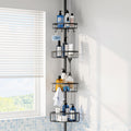 Corner Shower Caddy Tension Pole Black Stainless Steel - 4-Tier