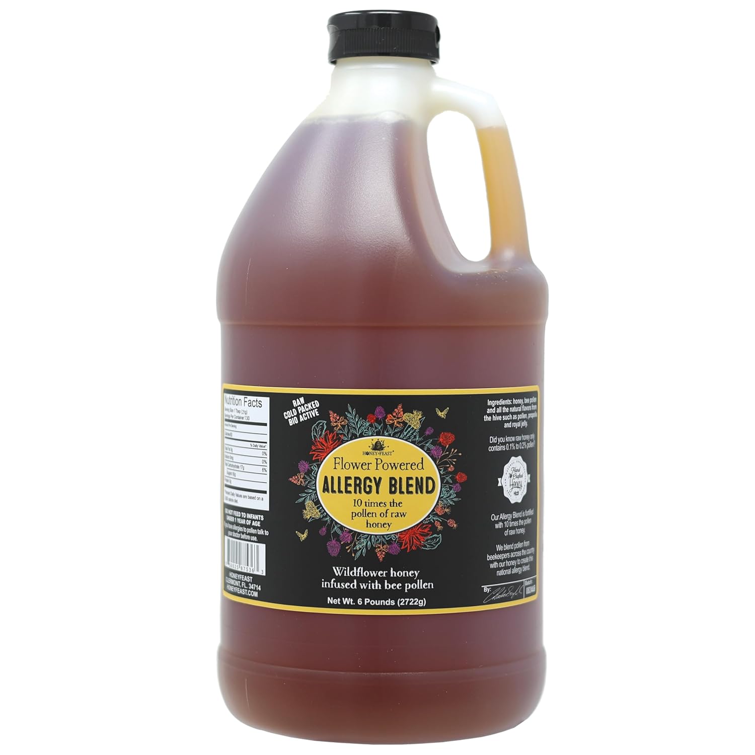 HONEY FEAST Bulk Allergy Blend Honey - Raw & Unfiltered 6lb