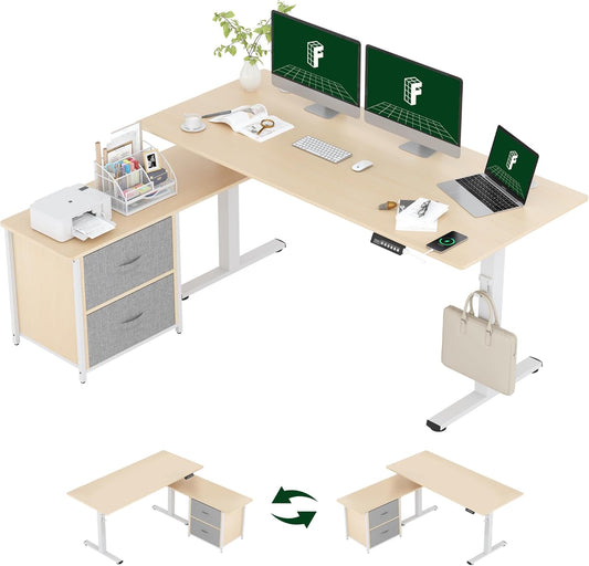 Spacious L-Shaped Standing Desk for Home Office