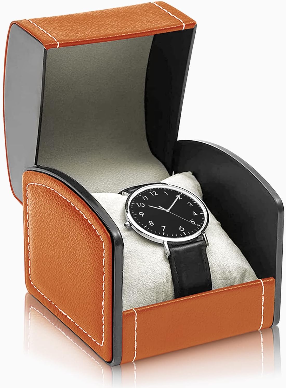 Portable Brown Watch Case with Removable Cushion for Travel