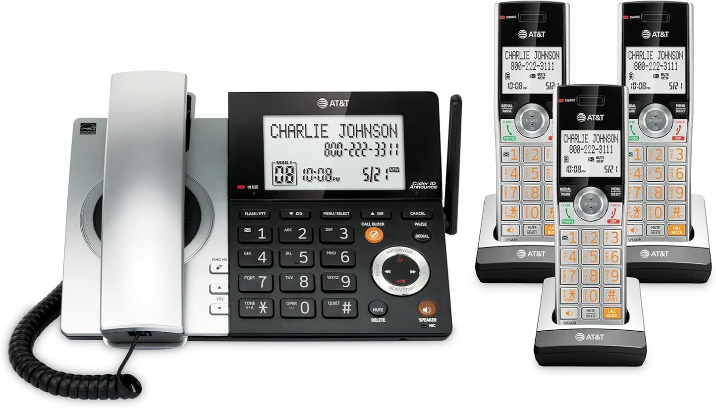 AT&T CL84307 Dect 6.0 Corded/Cordless Phone with Smart Call Blocker
