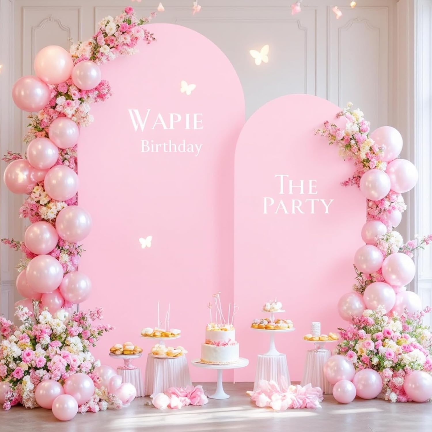 Pink Arch Backdrop Cover Set of 2 for Weddings and Parties