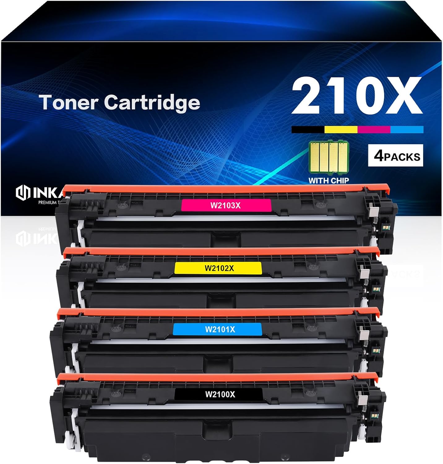 210X Toner Cartridges 4 Pack by Inkalfa for HP Printers