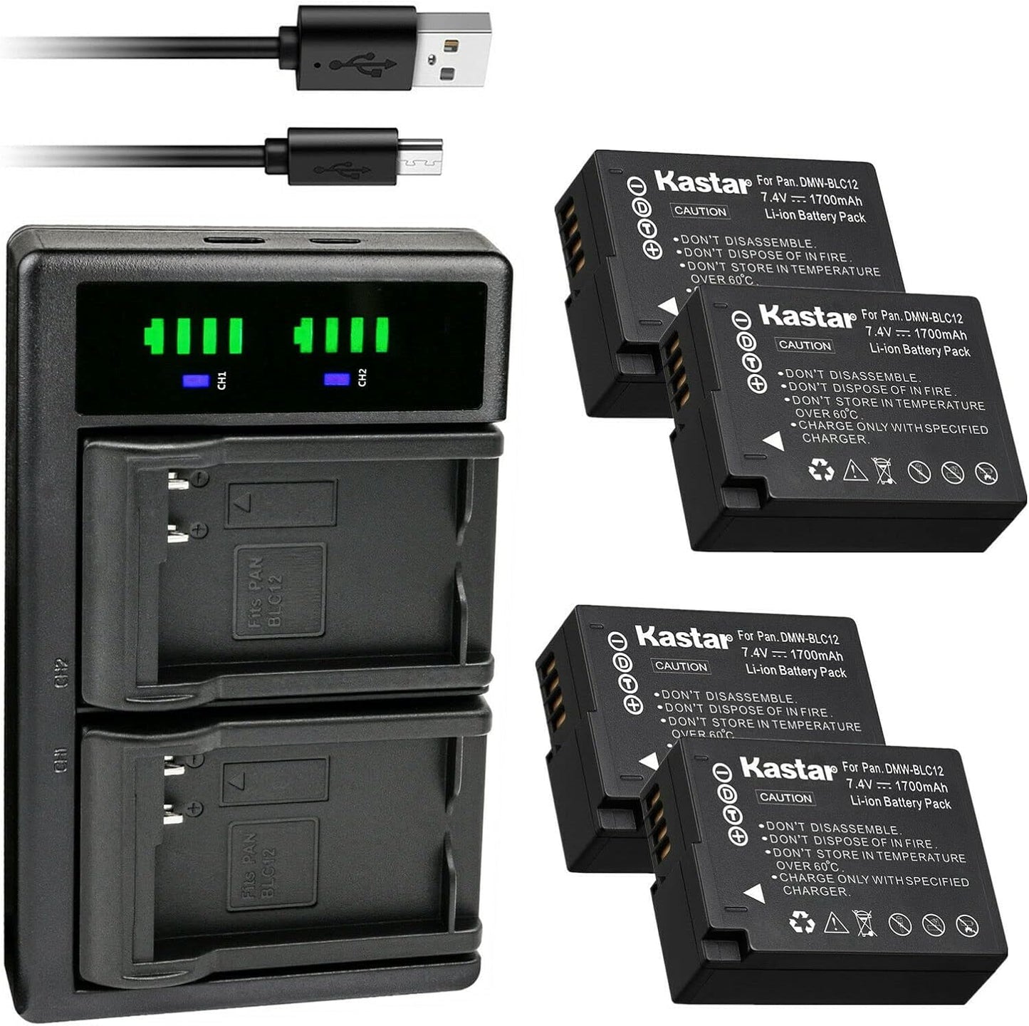 Kastar 4-Pack Battery and USB Charger for Panasonic Lumix Cameras