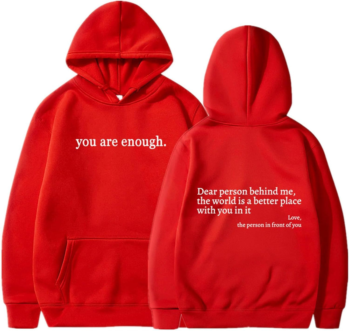 You Are Enough Hoodie - Empowering Letter Print Sweatshirt