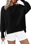 Women's Casual Crewneck Sweatshirt with Side Slit - Comfortable